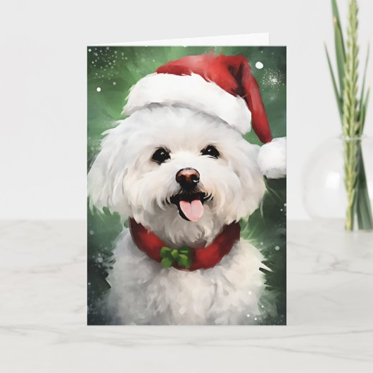 Bichon Frise Kerstborstel schilderen kunstwerk Kaart (Voorkant)