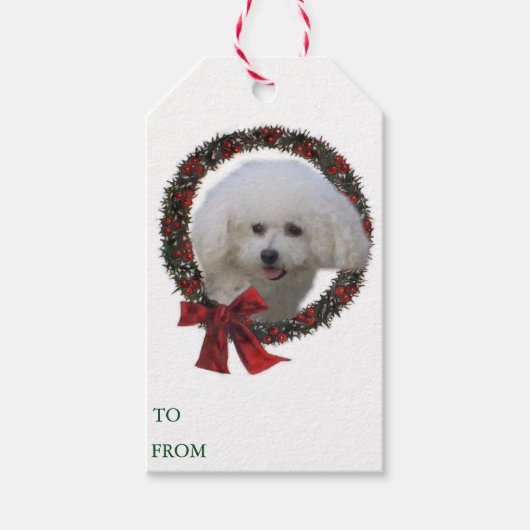 Bichon Frise-kerstcadeautags Cadeaulabel (Voorkant)