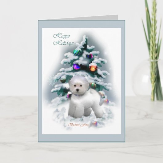 Bichon Frise kerstcadeautjes Feestdagen Kaart (Voorkant)