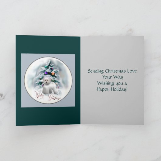 Bichon Frise kerstcadeautjes Feestdagen Kaart (Binnen)