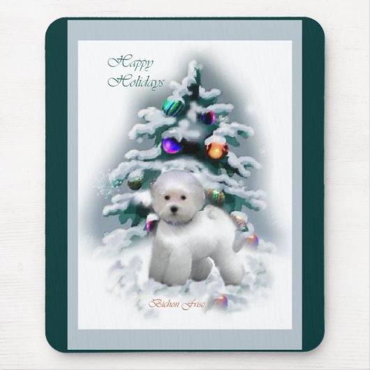Bichon Frise kerstcadeautjes Muismat (Voorkant)