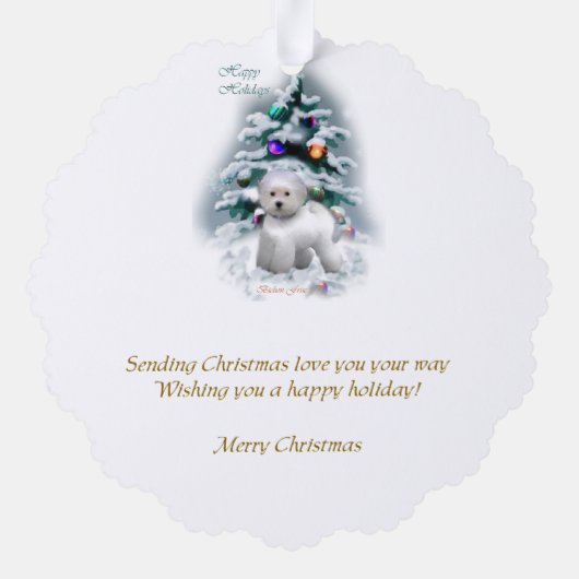 Bichon Frise kerstcadeautjes Ornament Kaart (Achterkant)