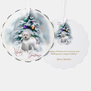 Bichon Frise kerstcadeautjes Ornament Kaart