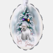 Bichon Frise kerstcadeautjes Ornament Kaart (Links)