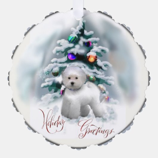 Bichon Frise kerstcadeautjes Ornament Kaart (Voorkant)