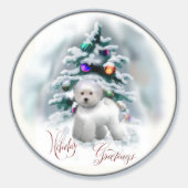 Bichon Frise kerstcadeautjes Ronde Sticker (Voorkant)
