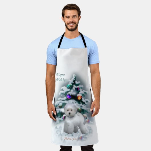 Bichon Frise kerstcadeautjes Schort (Gedragen)