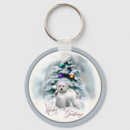 Bichon Frise kerstcadeautjes Sleutelhanger