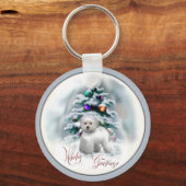Bichon Frise kerstcadeautjes Sleutelhanger (Voorkant)