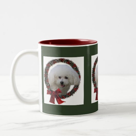 Bichon Frise kerstcadeautjes Tweekleurige Koffiemok (Links)