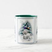 Bichon Frise kerstcadeautjes Tweekleurige Koffiemok (Center)