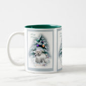 Bichon Frise kerstcadeautjes Tweekleurige Koffiemok (Links)