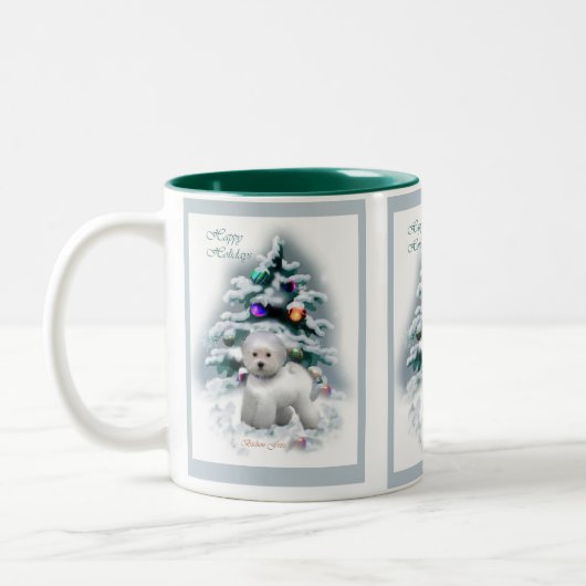 Bichon Frise kerstcadeautjes Tweekleurige Koffiemok (Links)