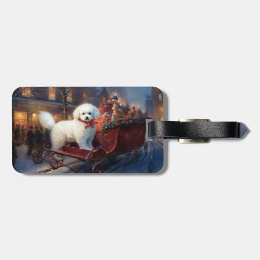 Bichon Frise Kerstfeest Seizoen Bagagelabel (Achterkant horizontaal)