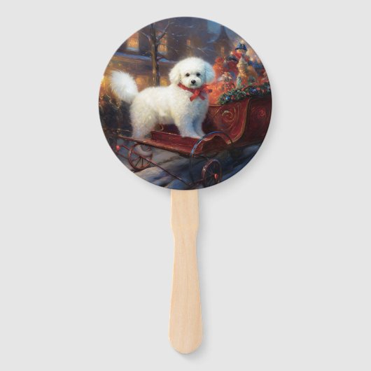 Bichon Frise Kerstfeest Seizoen Handwaaier (Achterkant)