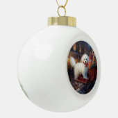 Bichon Frise Kerstfeest Seizoen Keramische Bal Ornament (Links)