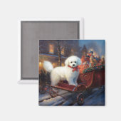 Bichon Frise Kerstfeest Seizoen Magneet (Voorkant / Achterkant)