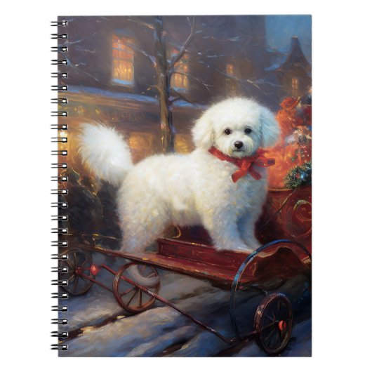 Bichon Frise Kerstfeest Seizoen Notitieboek (Voorkant)