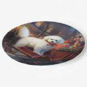 Bichon Frise Kerstfeest Seizoen Papieren Bordje (Gekanteld)