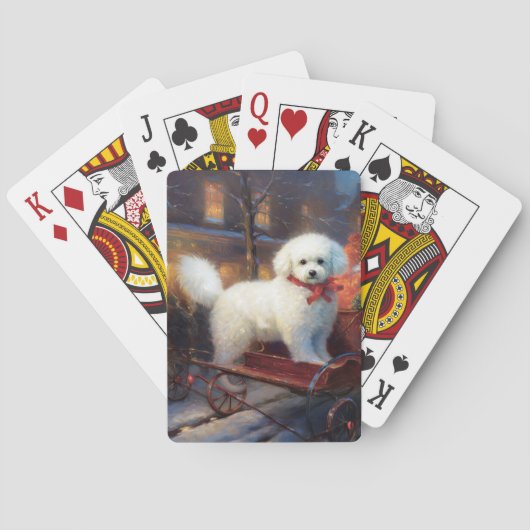 Bichon Frise Kerstfeest Seizoen Pokerkaarten (Achterkant)