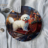 Bichon Frise Kerstfeest Seizoen Ronde Button 6,0 Cm (In situ)