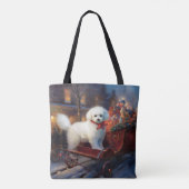 Bichon Frise Kerstfeest Seizoen Tote Bag (Achterkant)