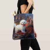 Bichon Frise Kerstfeest Seizoen Tote Bag (Dichtbij)