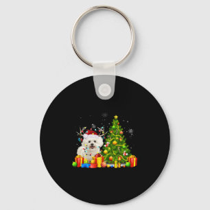 Bichon Frise kerstHondenliefhebber Xmas Santa Sleutelhanger