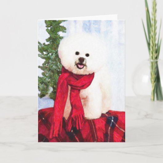 Bichon Frise kerstKaart Feestdagen Kaart (Voorkant)