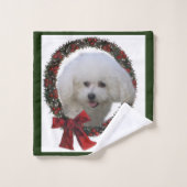 Bichon Frise Kerstkrans Bad Handdoek (Wasdoekje)