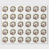 Bichon Frise Kerstkrans feestelijke pup Cadeaupapier (Vlak)