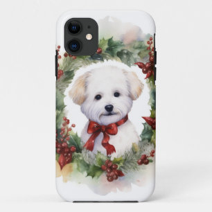 Bichon Frise Kerstkrans feestelijke pup Case-Mate iPhone Case