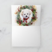 Bichon Frise Kerstkrans feestelijke pup Kaart (Binnen)