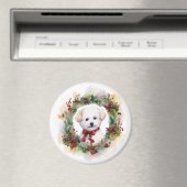 Bichon Frise Kerstkrans feestelijke pup Magneet (Insitu (Vaatwasser))