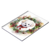 Bichon Frise Kerstkrans feestelijke pup Notitieboek (Linkerzijde)