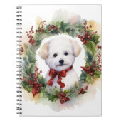 Bichon Frise Kerstkrans feestelijke pup Notitieboek (Voorkant)