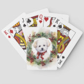 Bichon Frise Kerstkrans feestelijke pup Pokerkaarten (Achterkant)