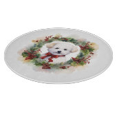 Bichon Frise Kerstkrans feestelijke pup Snijplank (Hoek)