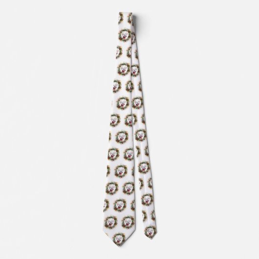 Bichon Frise Kerstkrans feestelijke pup Stropdas (Voorkant)