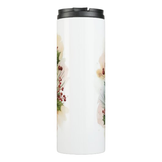 Bichon Frise Kerstkrans Festieve Pup Thermosbeker (Achterkant)