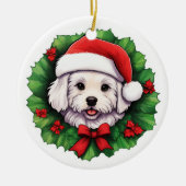 Bichon Frise Kerstkrans Keramisch Ornament (Voorkant)