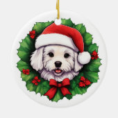 Bichon Frise Kerstkrans Keramisch Ornament (Achterkant)