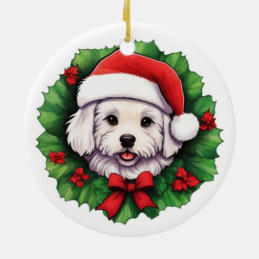 Bichon Frise Kerstkrans Keramisch Ornament (Achterkant)