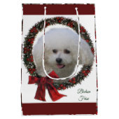 Bichon Frise Kerstkrans Medium Cadeauzakje (Achterkant)