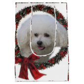 Bichon Frise Kerstkrans Medium Cadeauzakje (Achterkant)