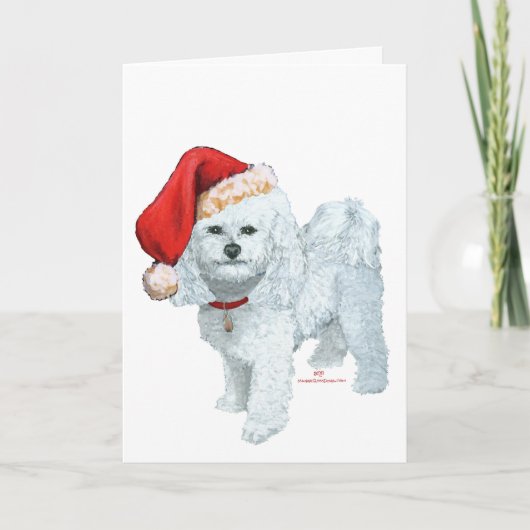 Bichon Frise Kerstman Helper Kaart (Voorkant)