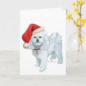 Bichon Frise Kerstman Helper Kaart (Gele Bloem)