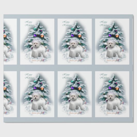 Bichon Frise Kerstmis Cadeaupapier (Vlak)