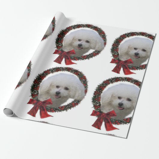 Bichon Frise Kerstmis Cadeaupapier (Uitgerold)