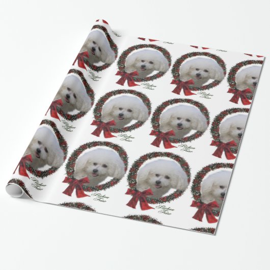 Bichon Frise Kerstmis Cadeaupapier (Uitgerold)
